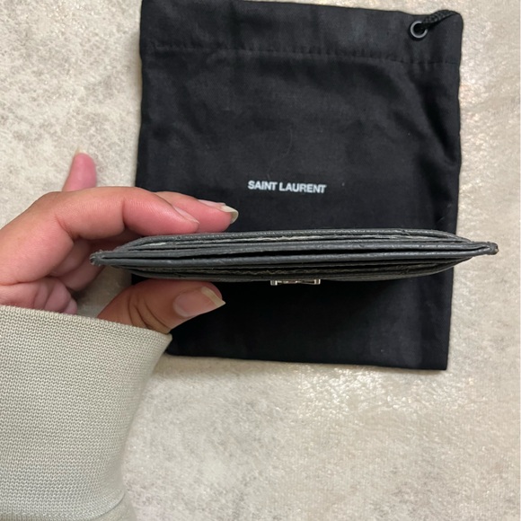 saint laurent Monogram Leather Credit Card Case in storm - Picture 15 of 16